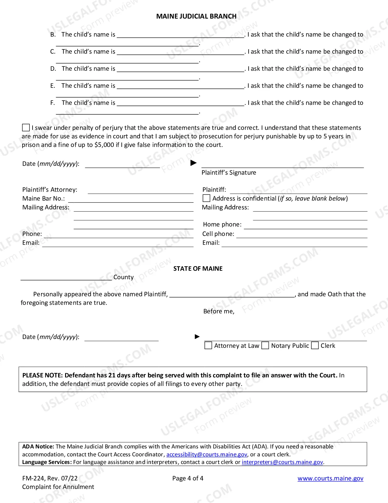 Preview Complaint for Annulment