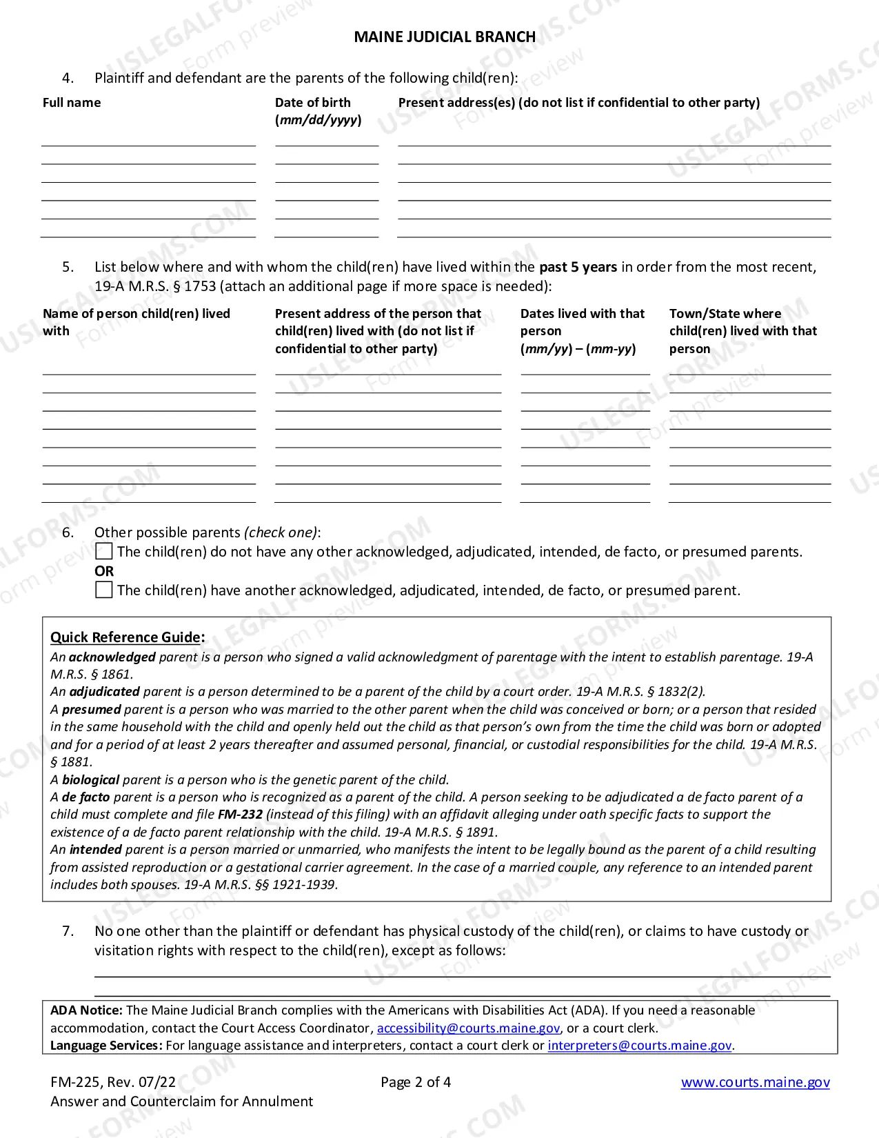 Preview Answer and Counterclaim for Annulment