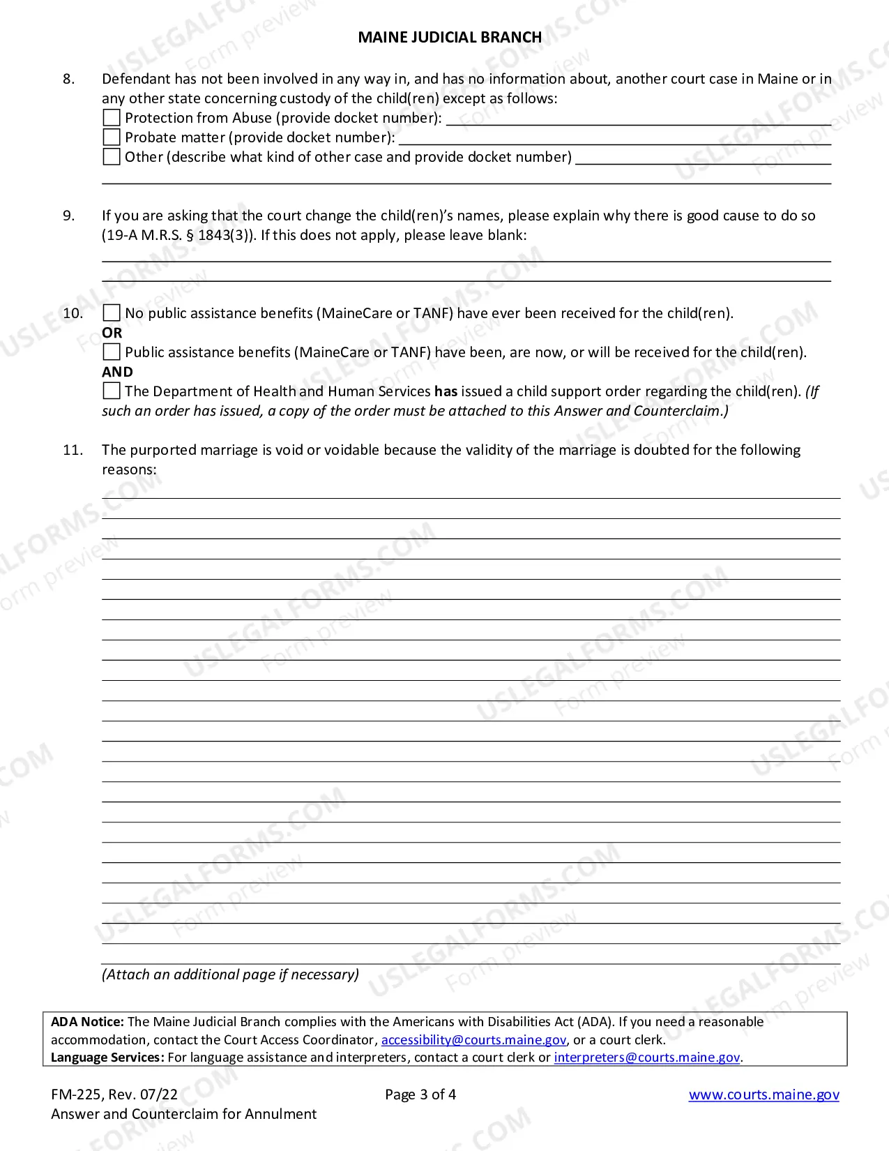 Preview Answer and Counterclaim for Annulment