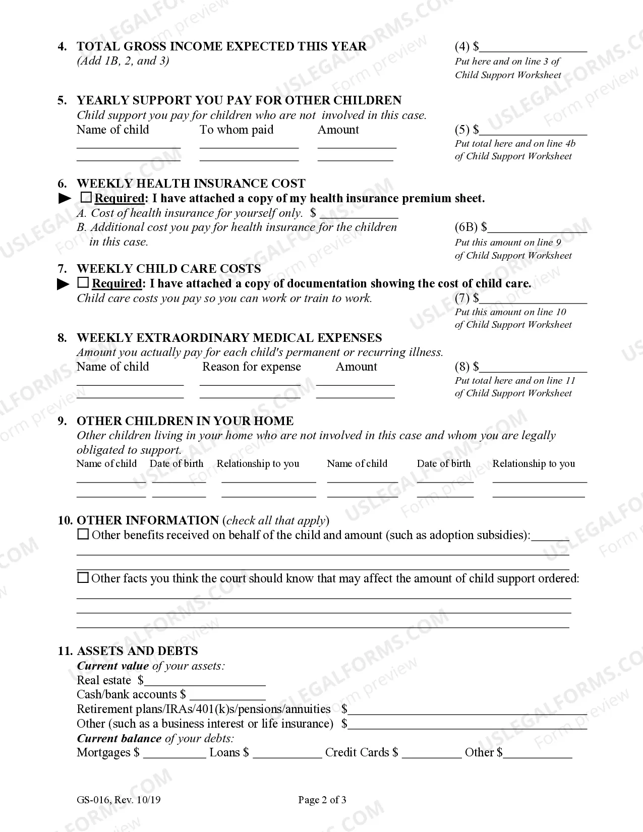 Preview Child Support Affidavit - Guardianship