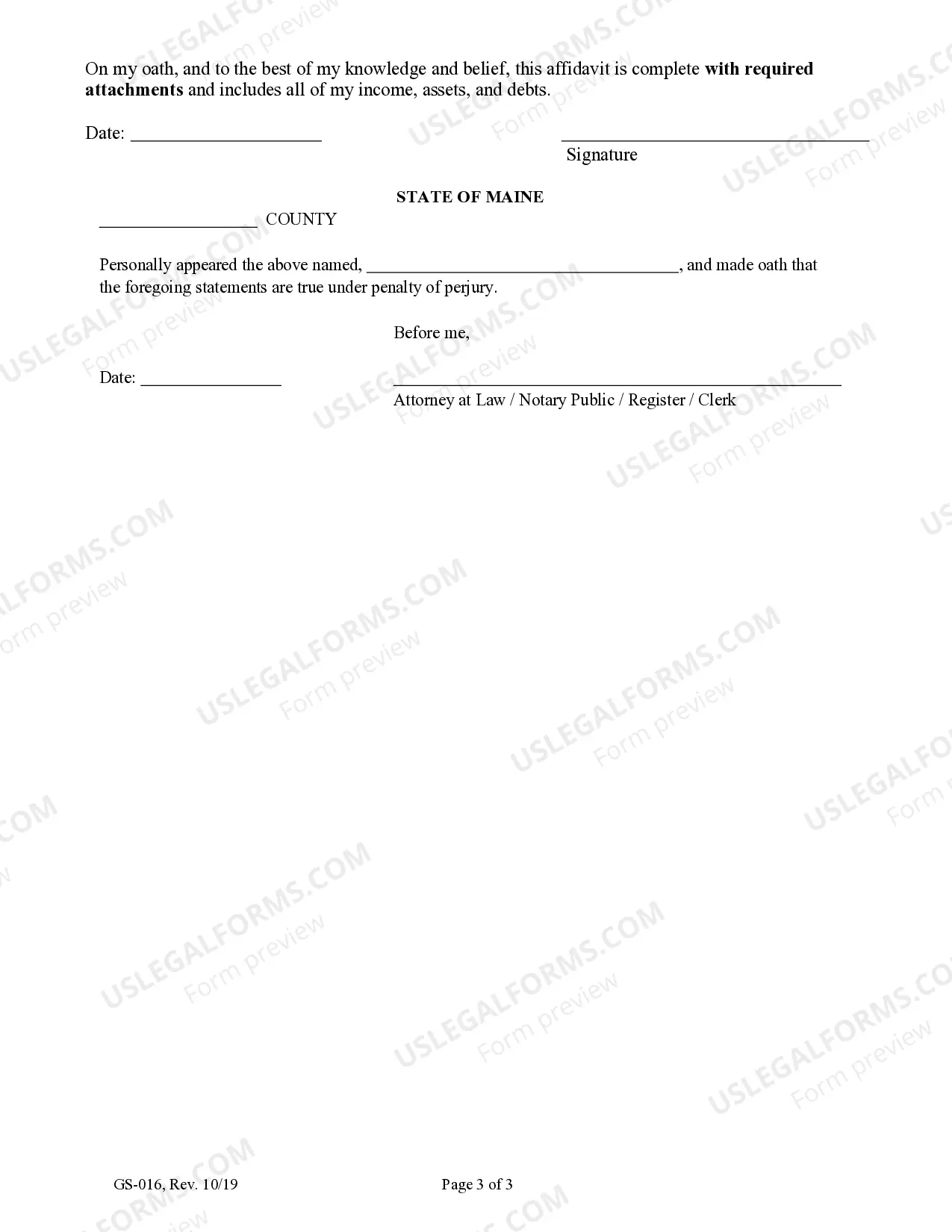 Preview Child Support Affidavit - Guardianship