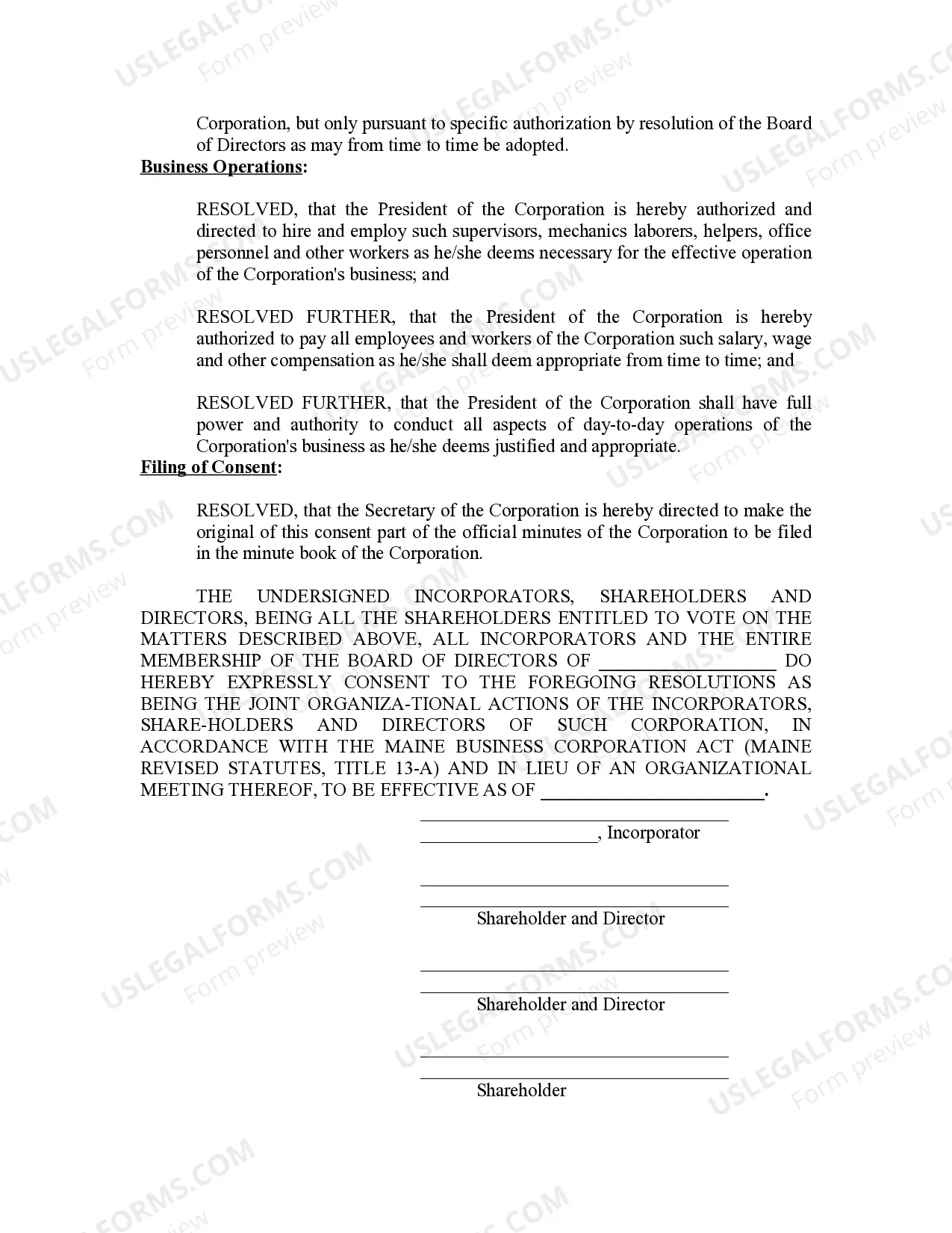 Preview Minutes for Organizational Meeting