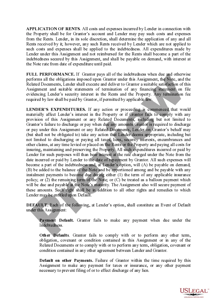 Preview Assignment of Rents