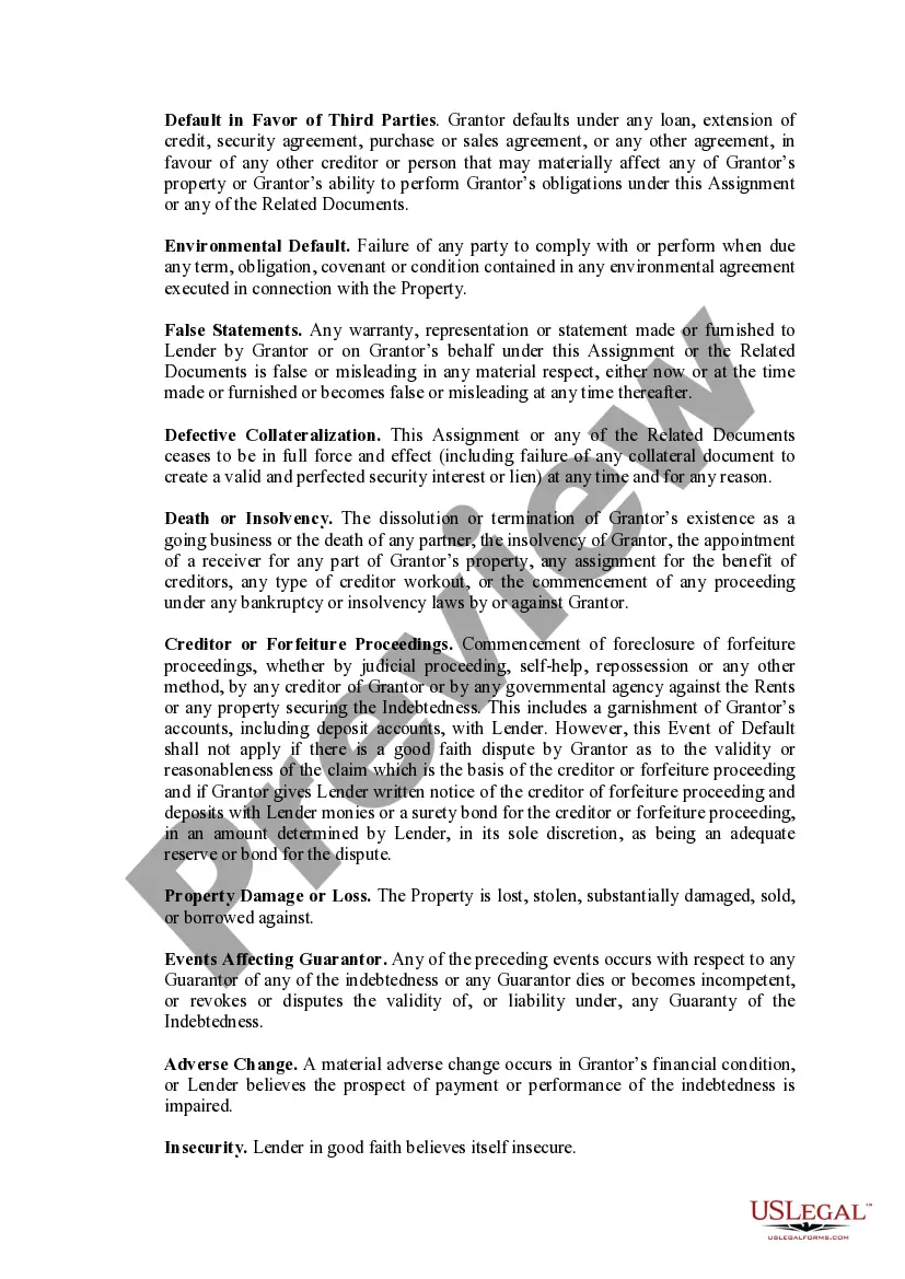 Preview Assignment of Rents