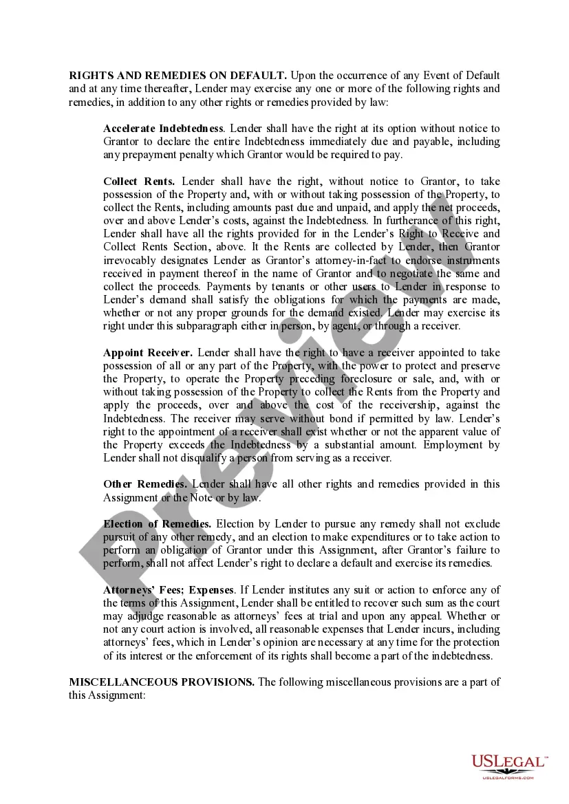 Preview Assignment of Rents