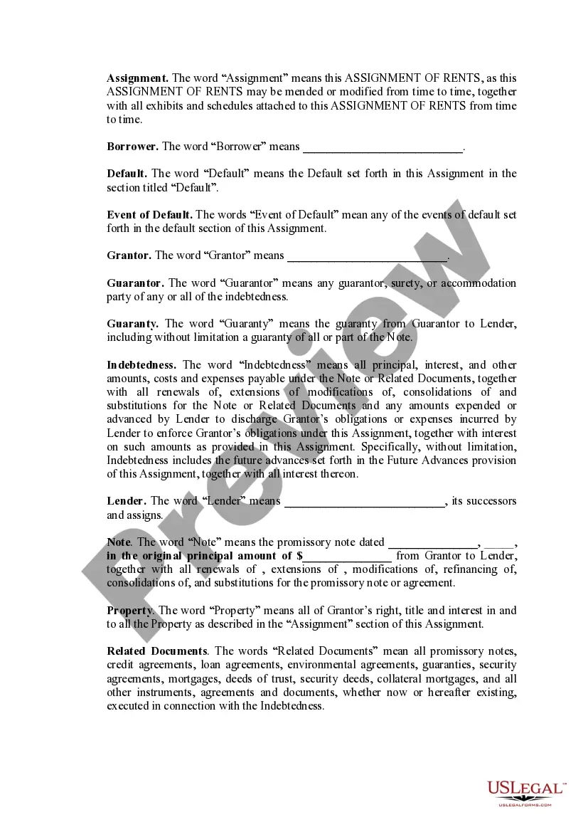 Preview Assignment of Rents