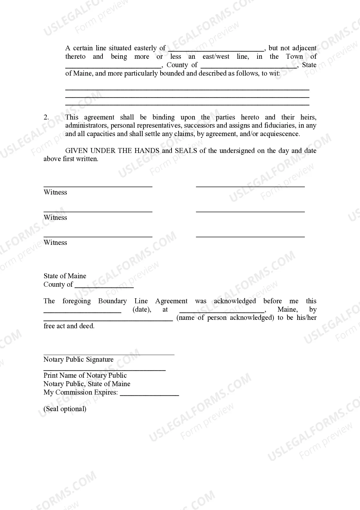Preview Boundary Line Agreement