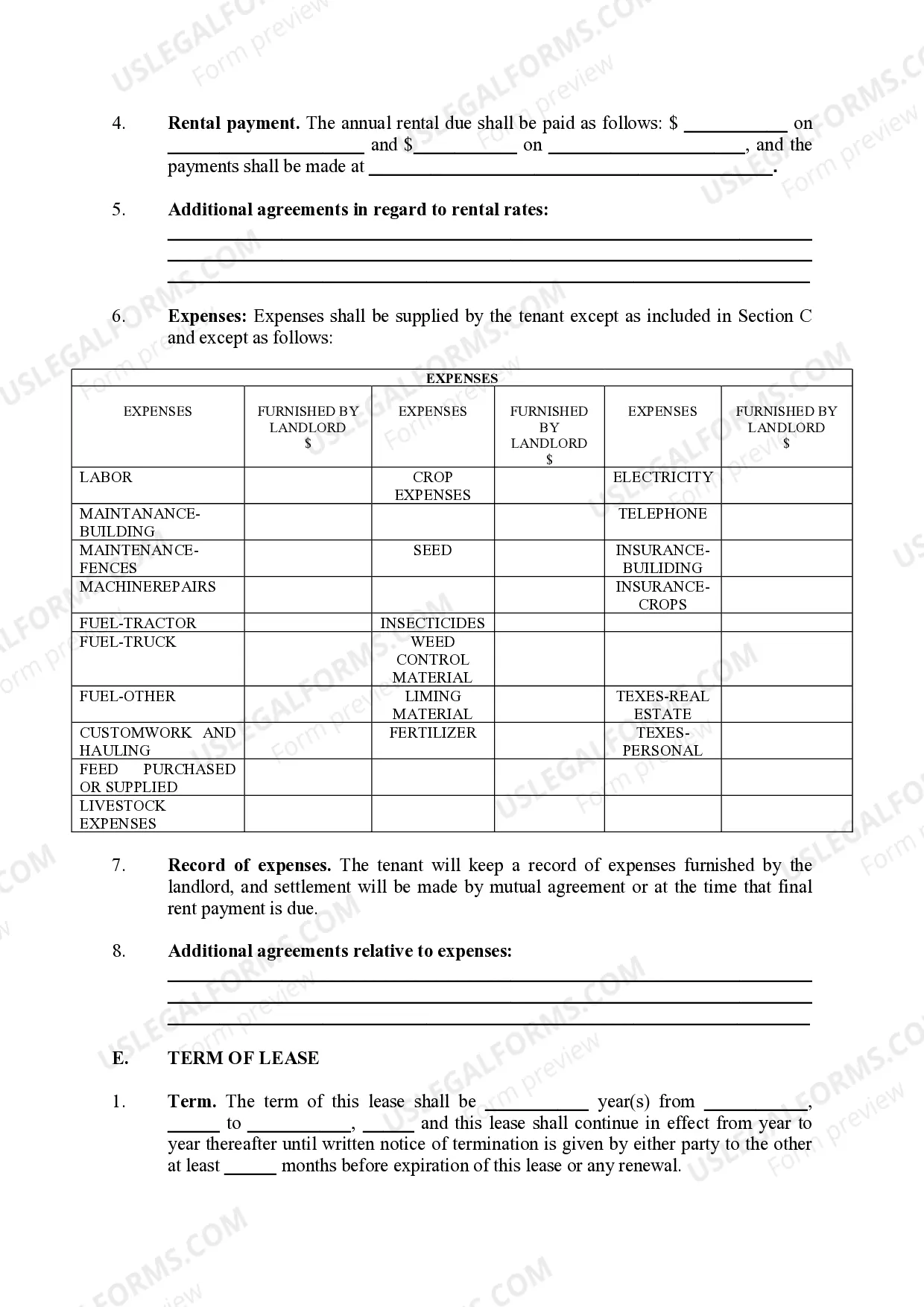 Preview Cash Farm Lease
