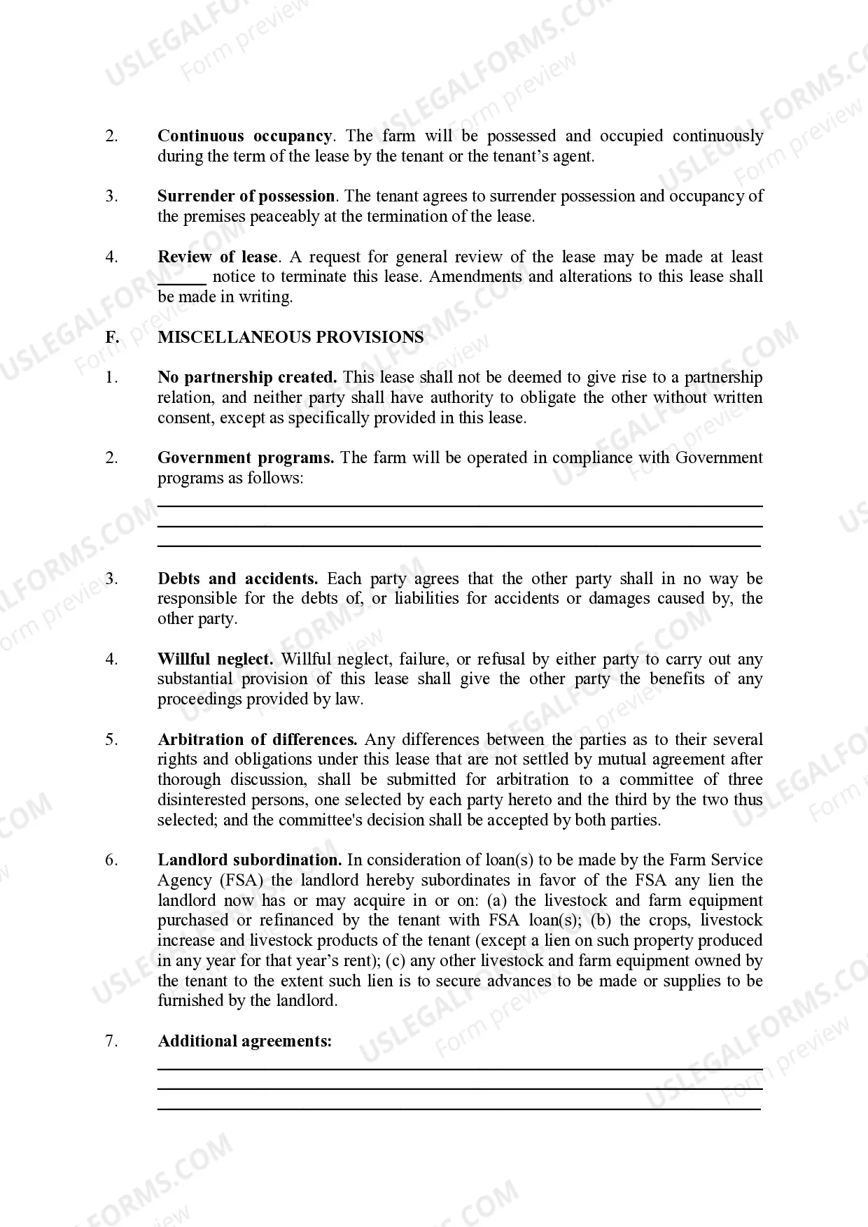 Preview Cash Farm Lease