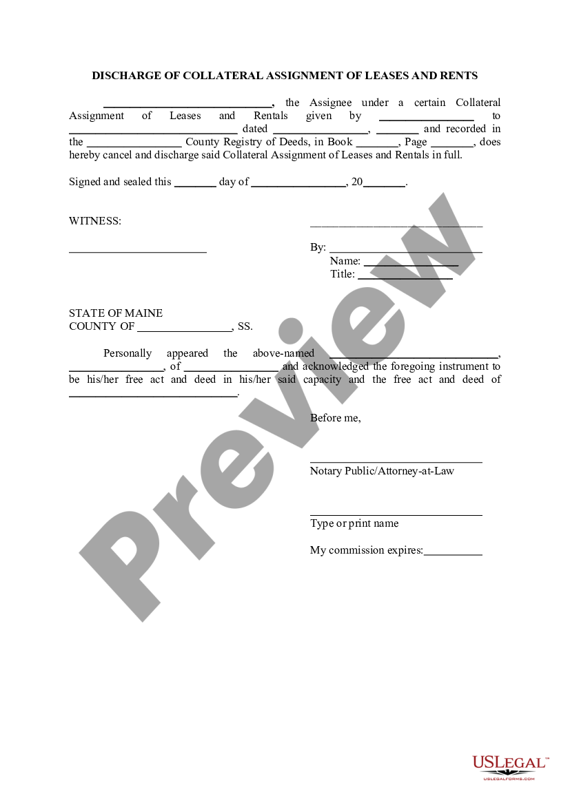 discharge of assignment of leases and rents