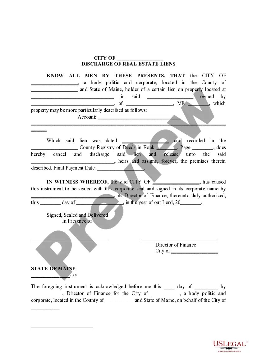 Preview Discharge of Real Estate Liens