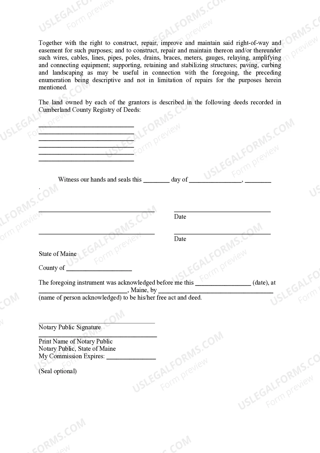 Preview Reciprocal Easement Deed