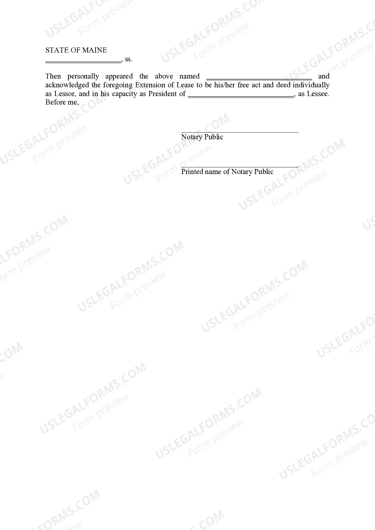 Preview Extension of Lease