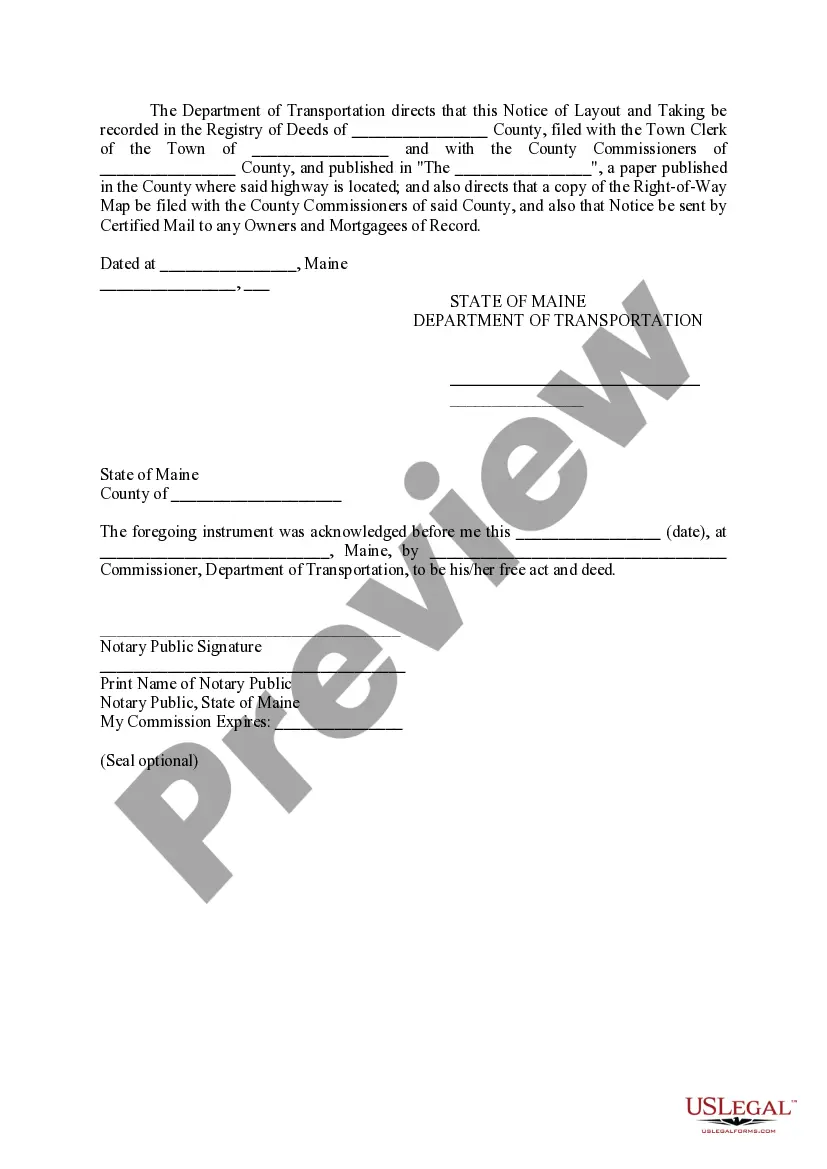 Preview Notice of Layout and Taking