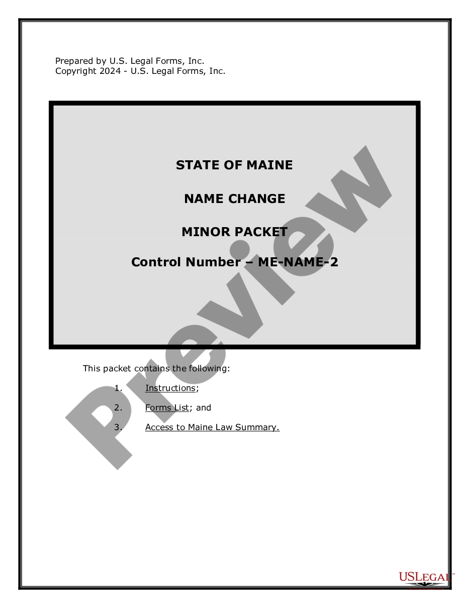 form Maine Name Change Instructions and Forms Package for a Minor preview
