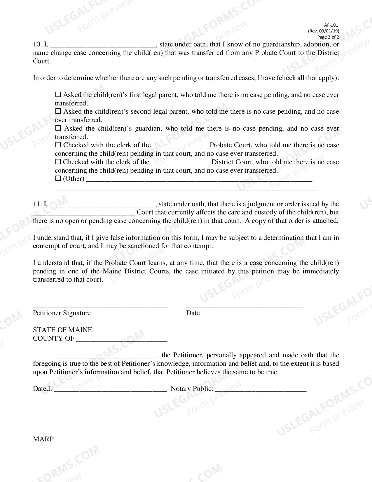Preview Affidavit by Adult Seeking to Have Name Changed