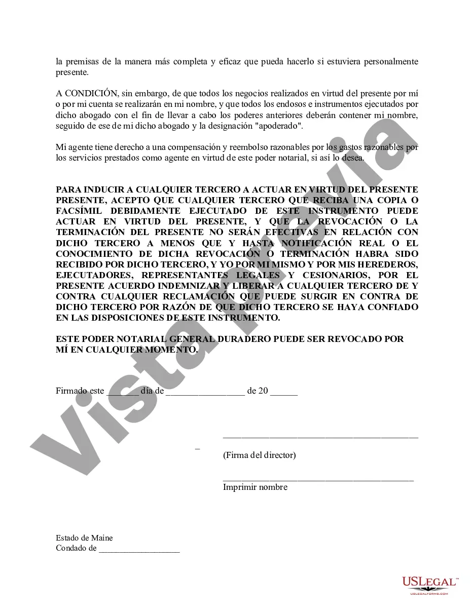 Preview Poder general duradero para la propiedad y las finanzas o efectivo financiero en caso de incapacidad
