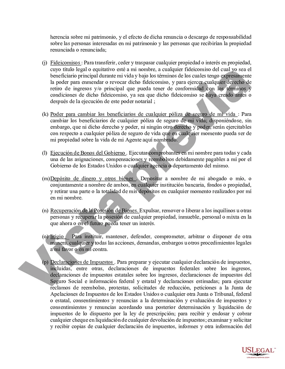 Preview Poder general duradero para la propiedad y las finanzas o efectivo financiero en caso de incapacidad