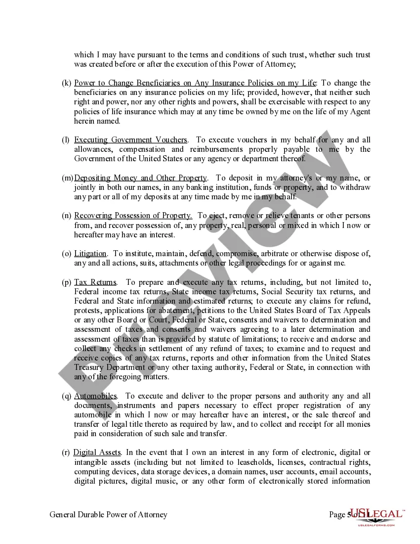 Preview General Durable Power of Attorney for Property and Finances or Financial Effective upon Disability