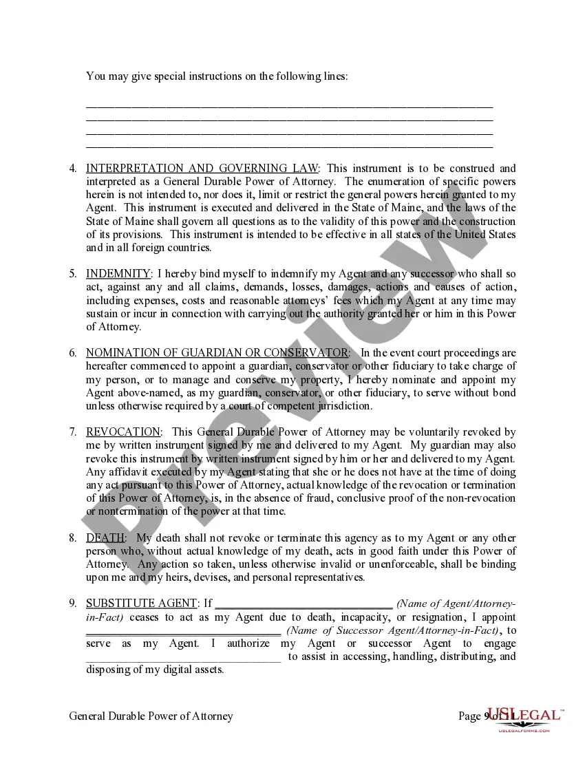 Preview General Durable Power of Attorney for Property and Finances or Financial Effective upon Disability