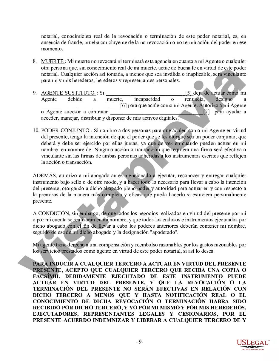 Preview Poder General Duradero para Bienes y Finanzas o Financiero Efectivo Inmediatamente