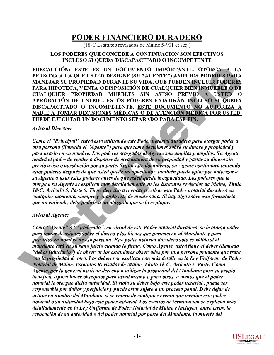 Preview Poder General Duradero para Bienes y Finanzas o Financiero Efectivo Inmediatamente