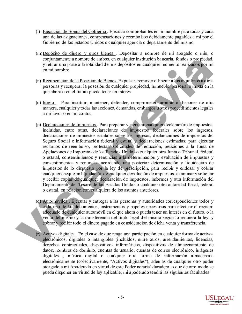 Preview Poder General Duradero para Bienes y Finanzas o Financiero Efectivo Inmediatamente