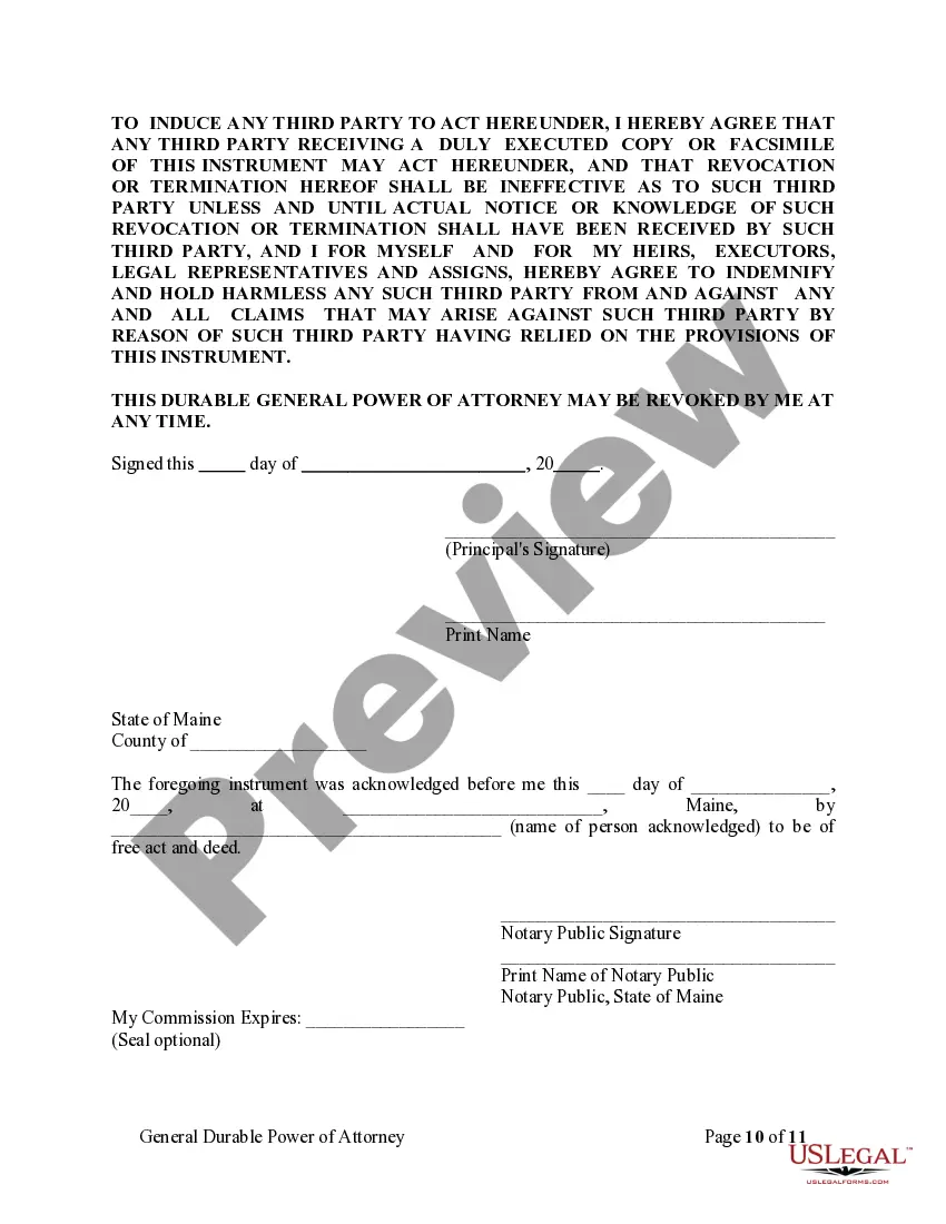 Preview General Durable Power of Attorney for Property and Finances or Financial Effective Immediately