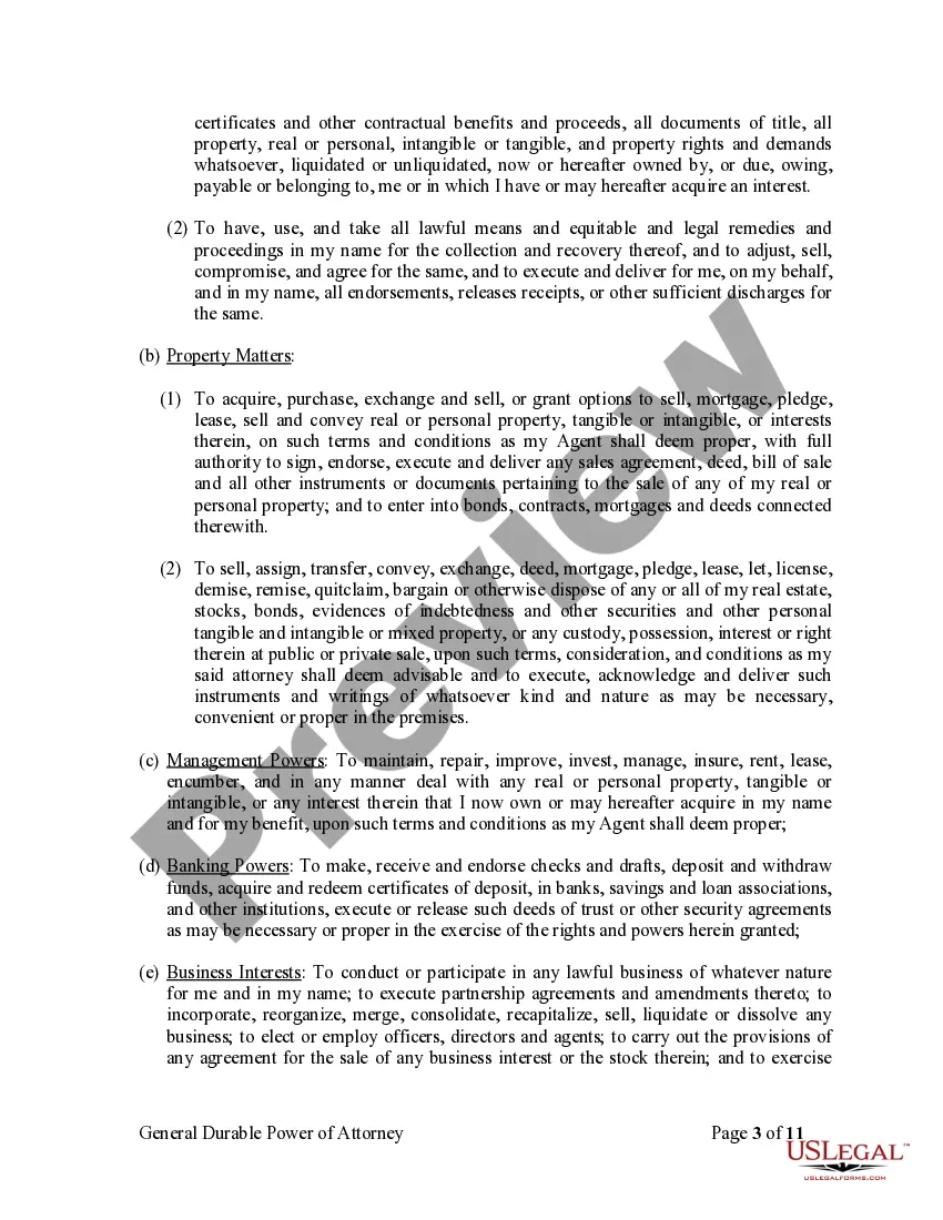 Preview General Durable Power of Attorney for Property and Finances or Financial Effective Immediately