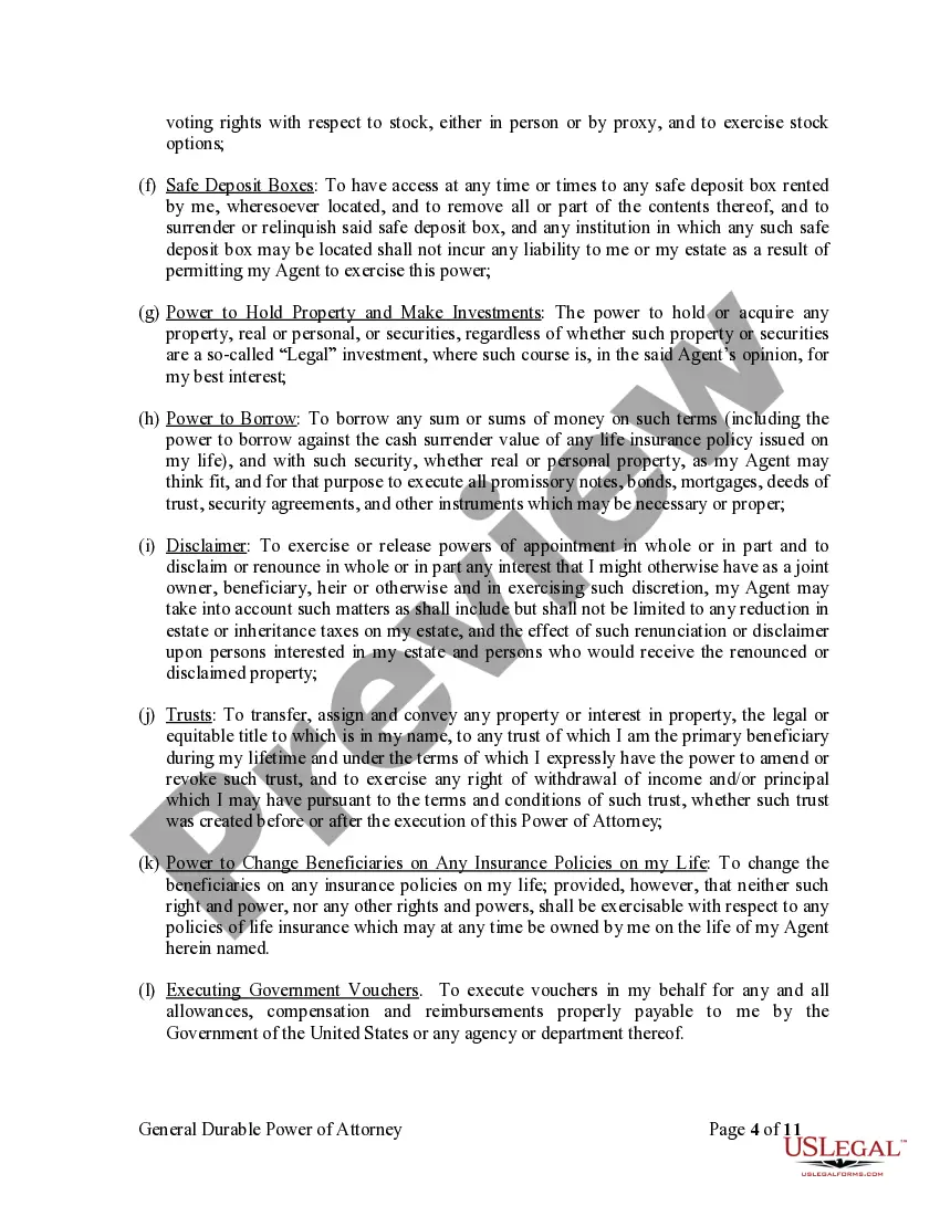 Preview General Durable Power of Attorney for Property and Finances or Financial Effective Immediately