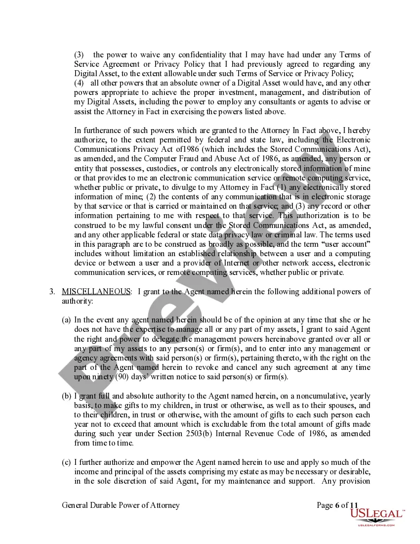 Preview General Durable Power of Attorney for Property and Finances or Financial Effective Immediately