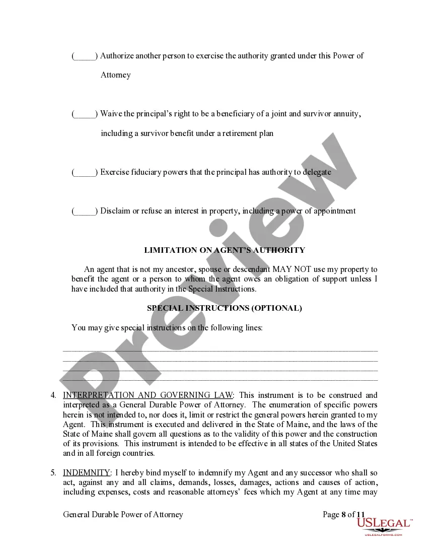 Preview General Durable Power of Attorney for Property and Finances or Financial Effective Immediately