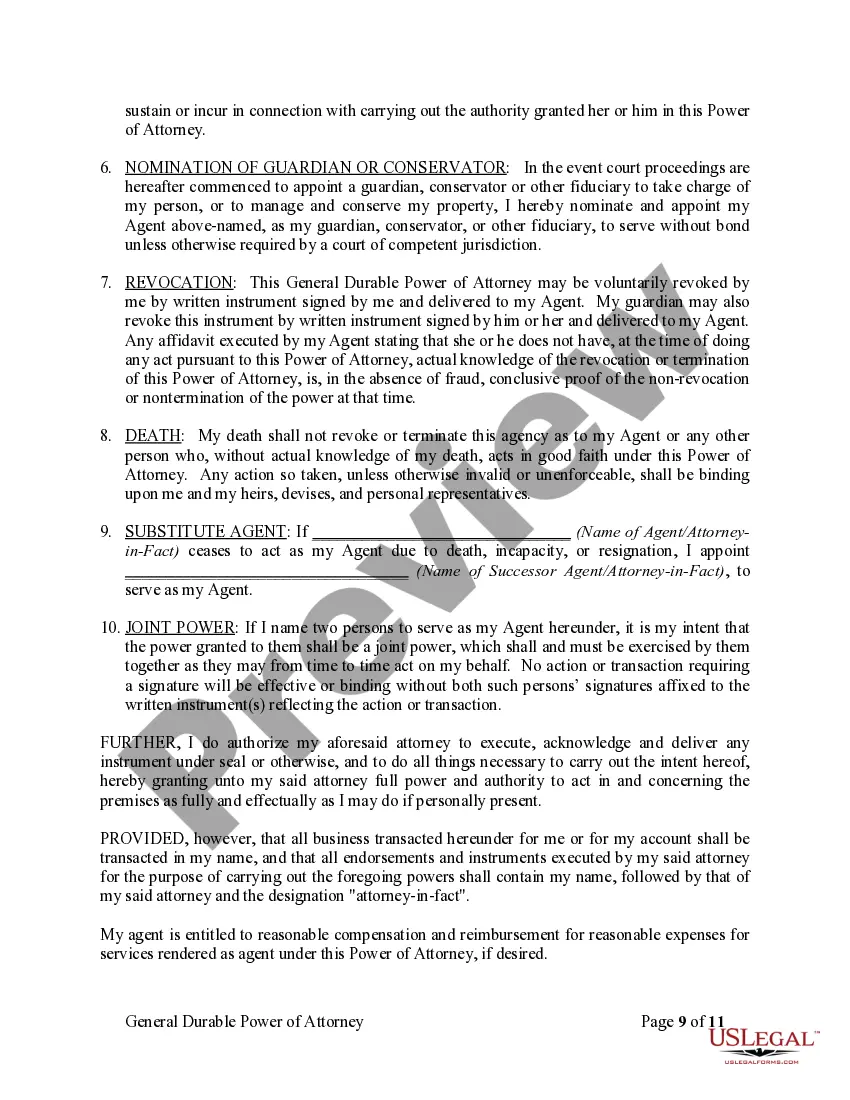 Preview General Durable Power of Attorney for Property and Finances or Financial Effective Immediately