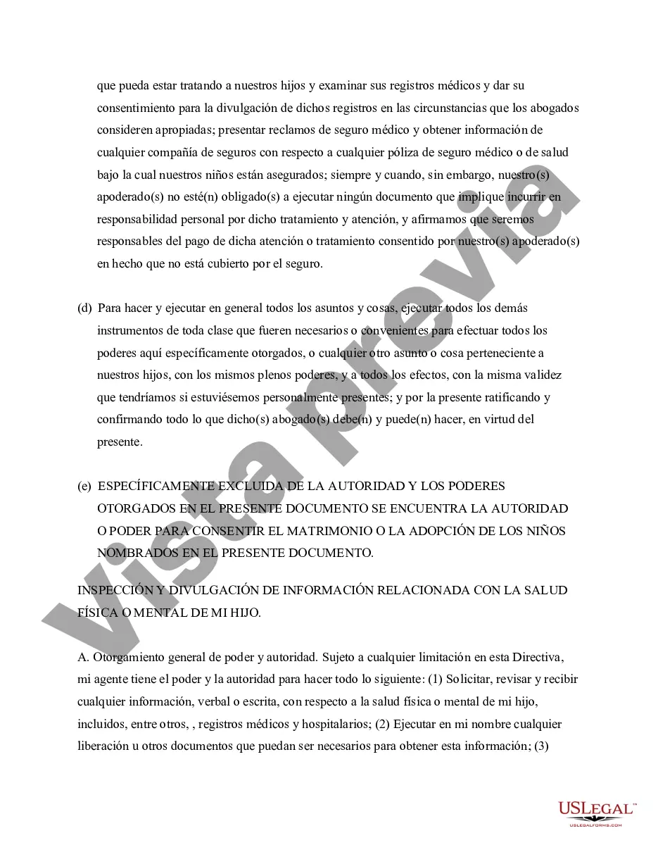 Preview Poder General para el Cuidado y Custodia del Hijo o Hijos