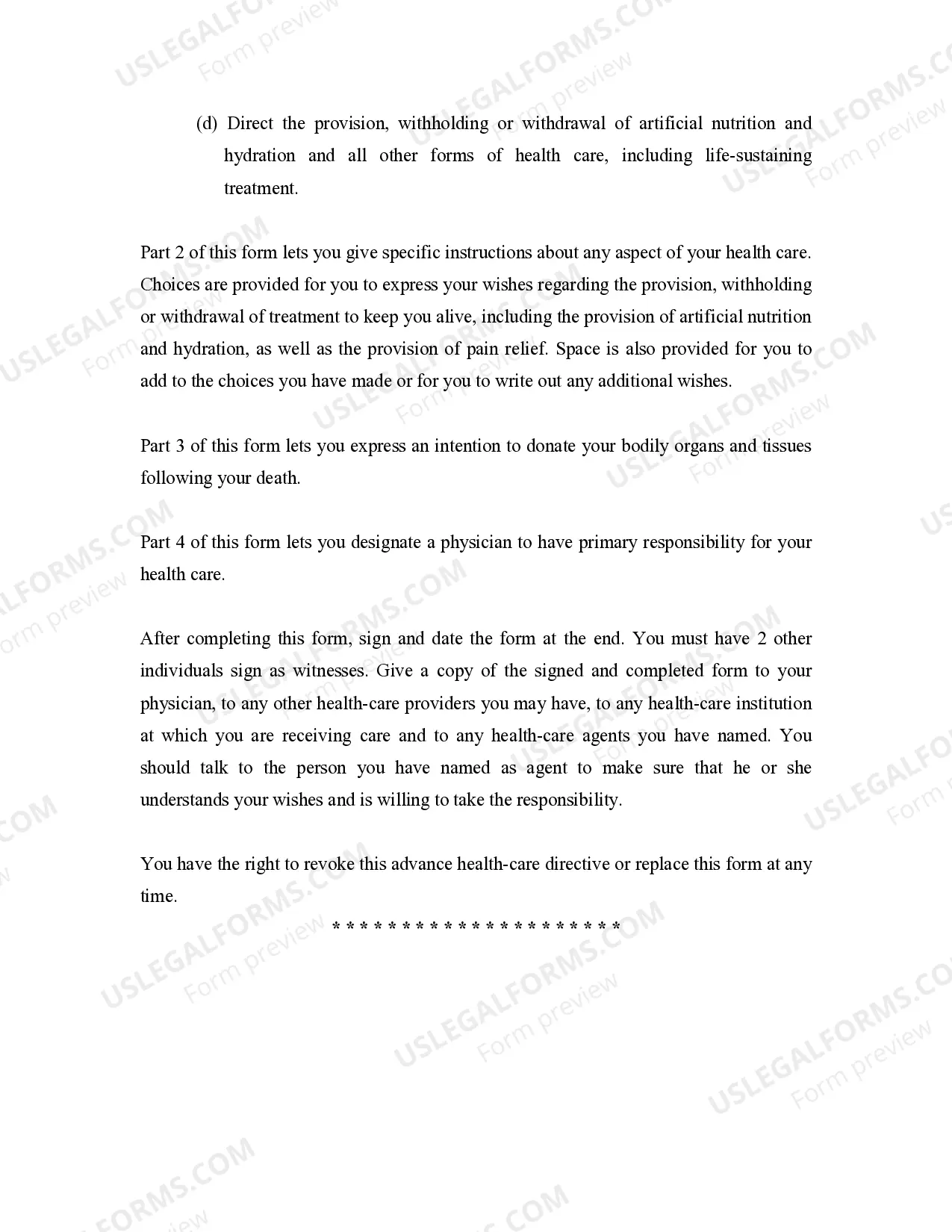 Preview Statutory Advanced Health Care Directive