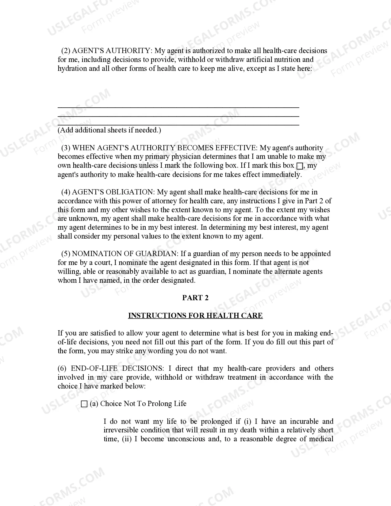 Preview Statutory Advanced Health Care Directive