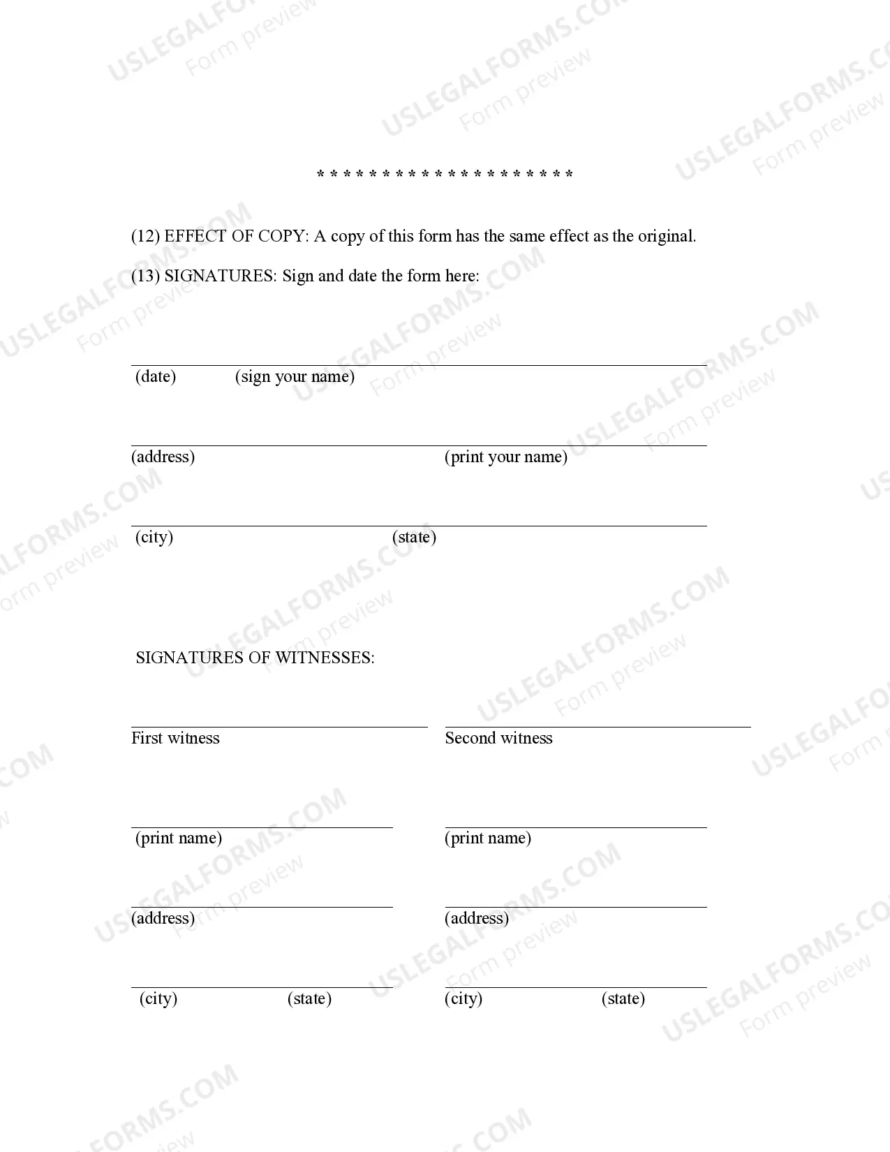 Preview Statutory Advanced Health Care Directive