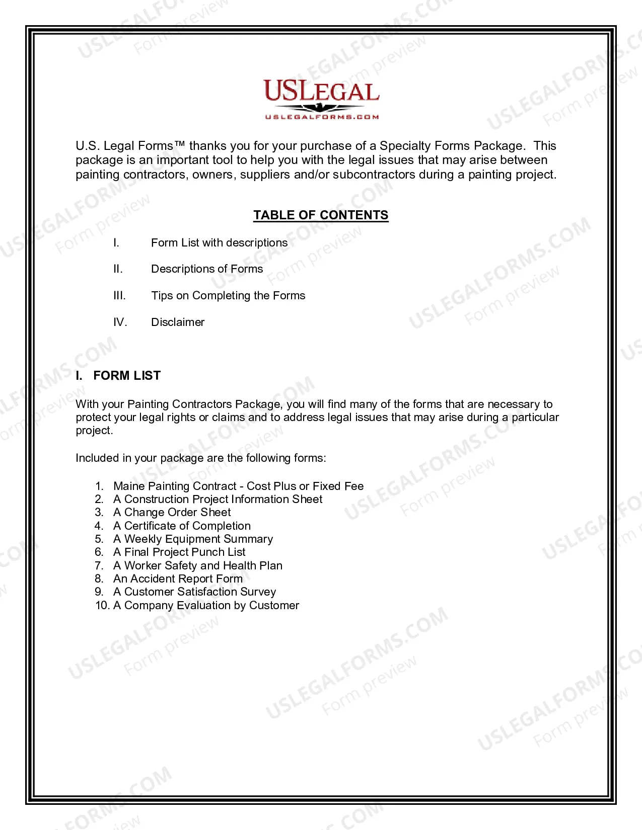 Preview Maine Painting Contractor Package