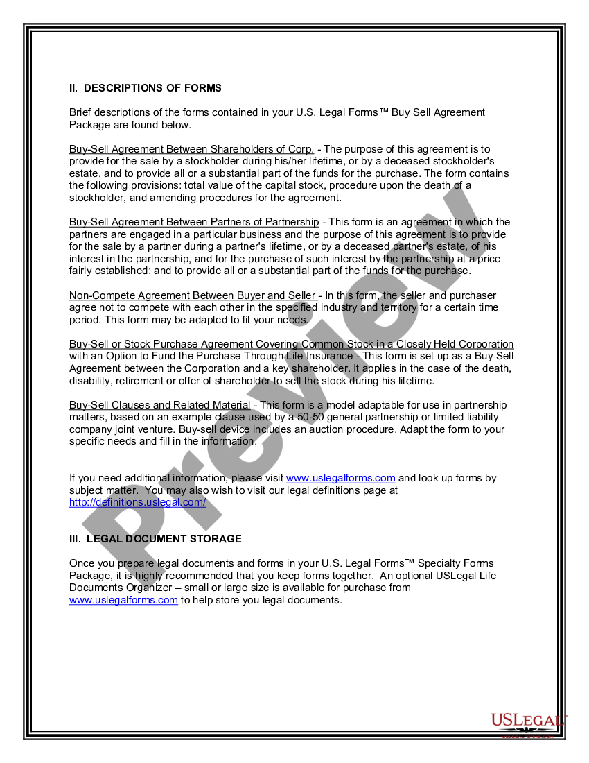 page 2 Buy Sell Agreement Package preview