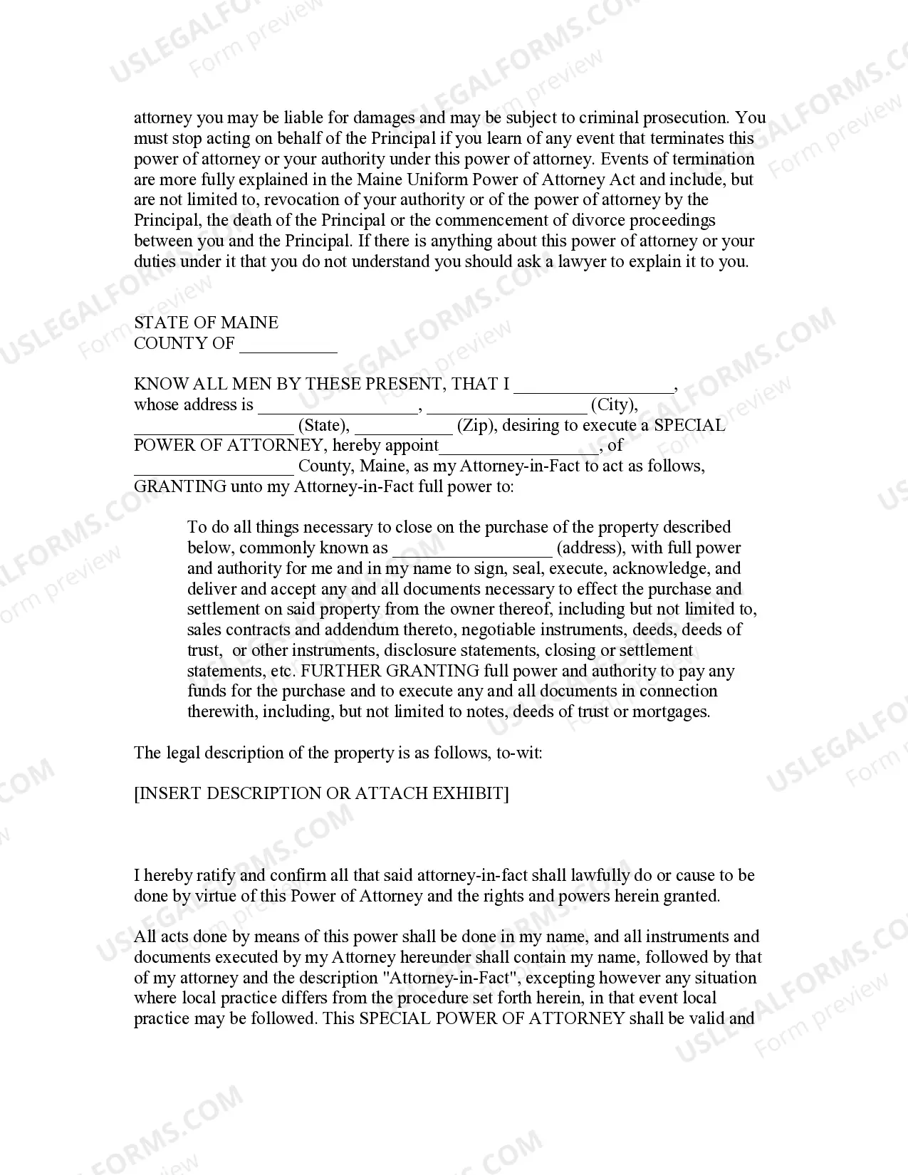 Preview Special or Limited Power of Attorney for Real Estate Purchase Transaction by Purchaser