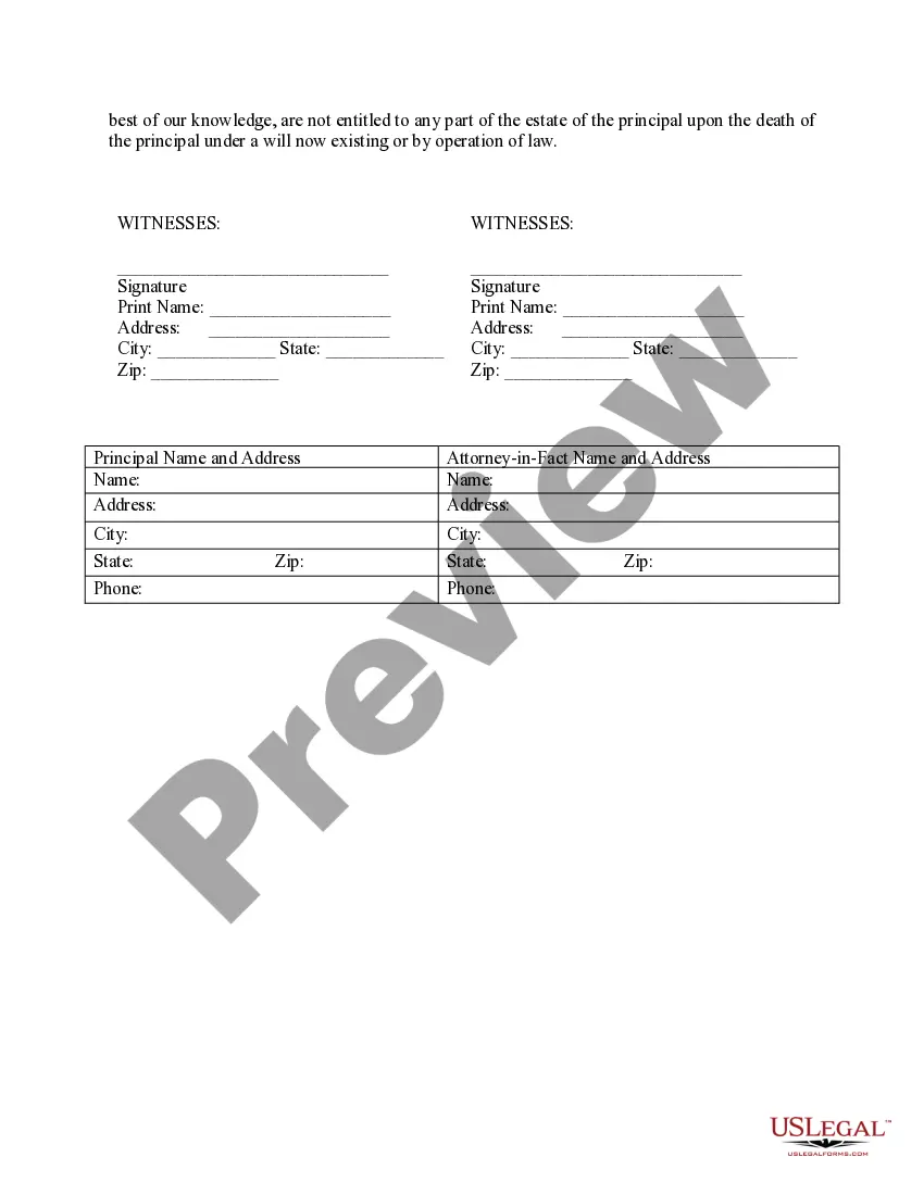 Preview Special Durable Power of Attorney for Bank Account Matters