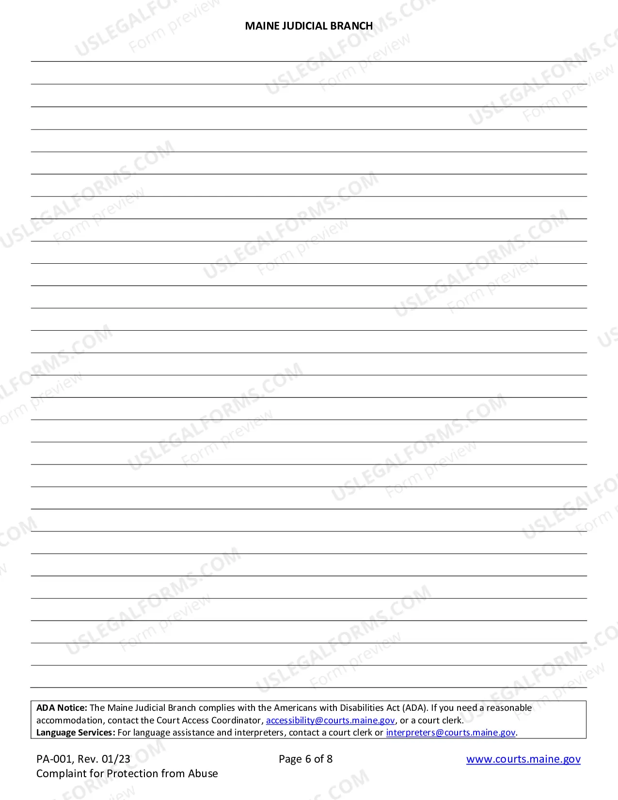 Preview Complaint For Protection From Abuse