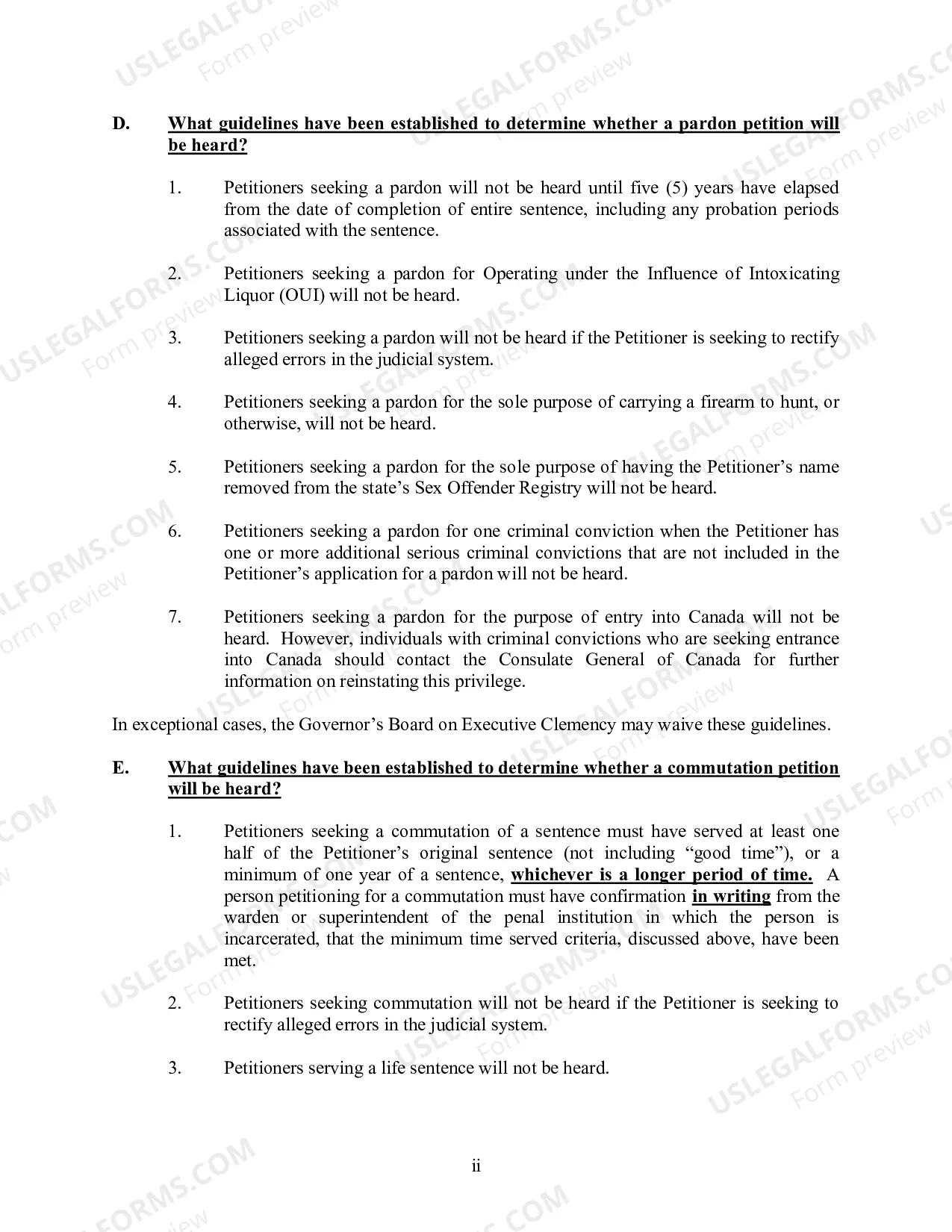 Preview Petition for Executive Clemency