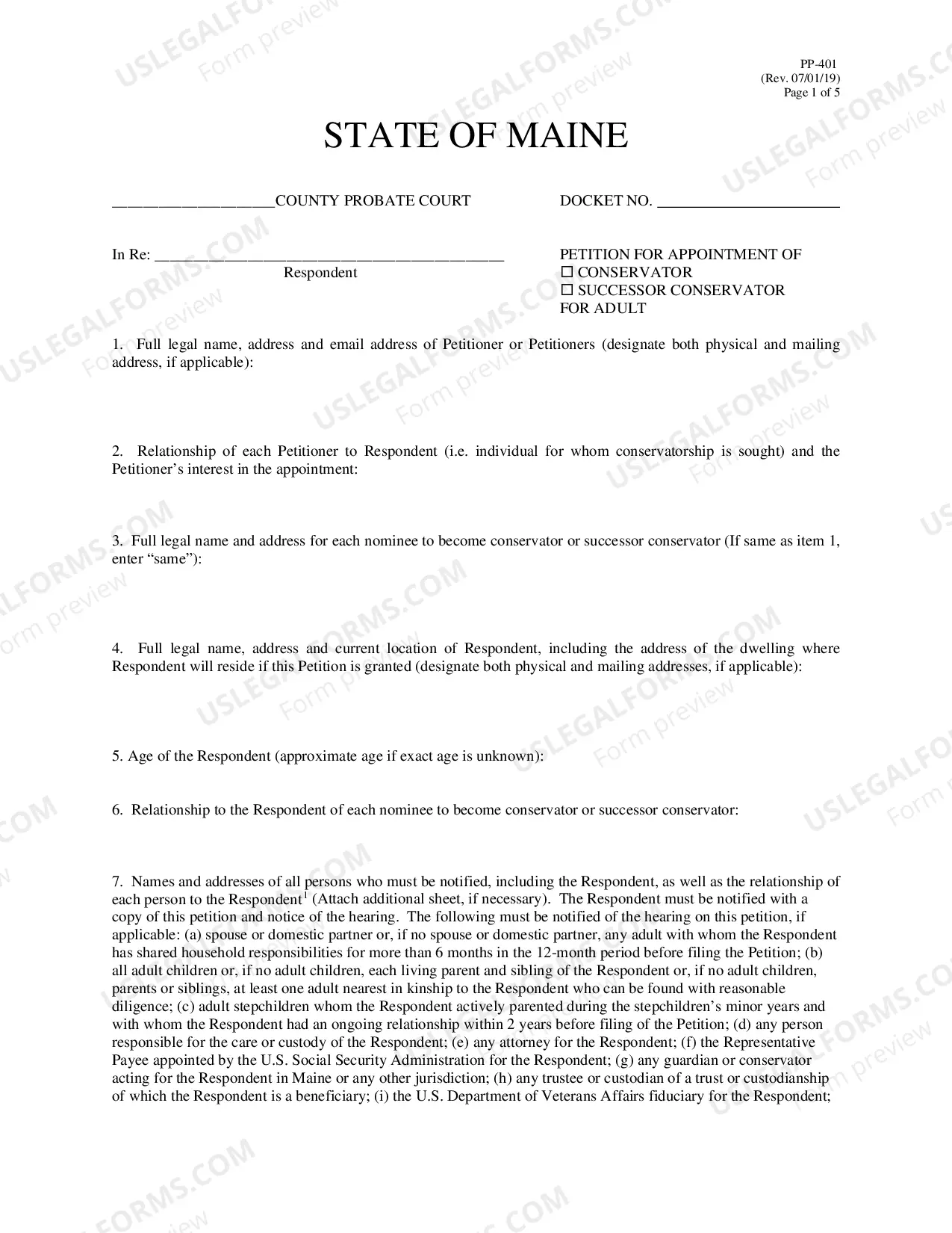 Preview Petition for Appointment of Conservator or Successor Conservator for an Adult