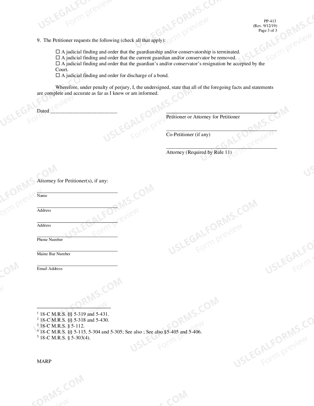 Preview Petition for Termination, Removal or Resignation of Guardian or Conservator of an Adult
