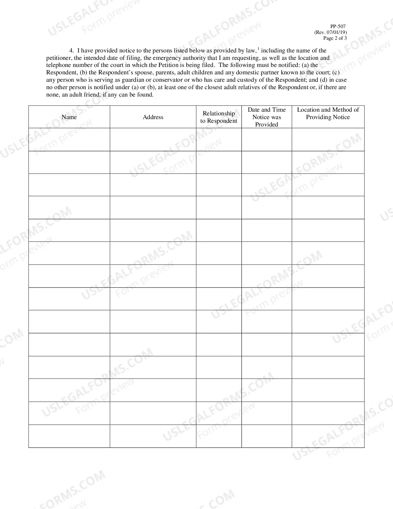 Preview Affidavit for Emergency Guardian and/or Conservator of an Adult