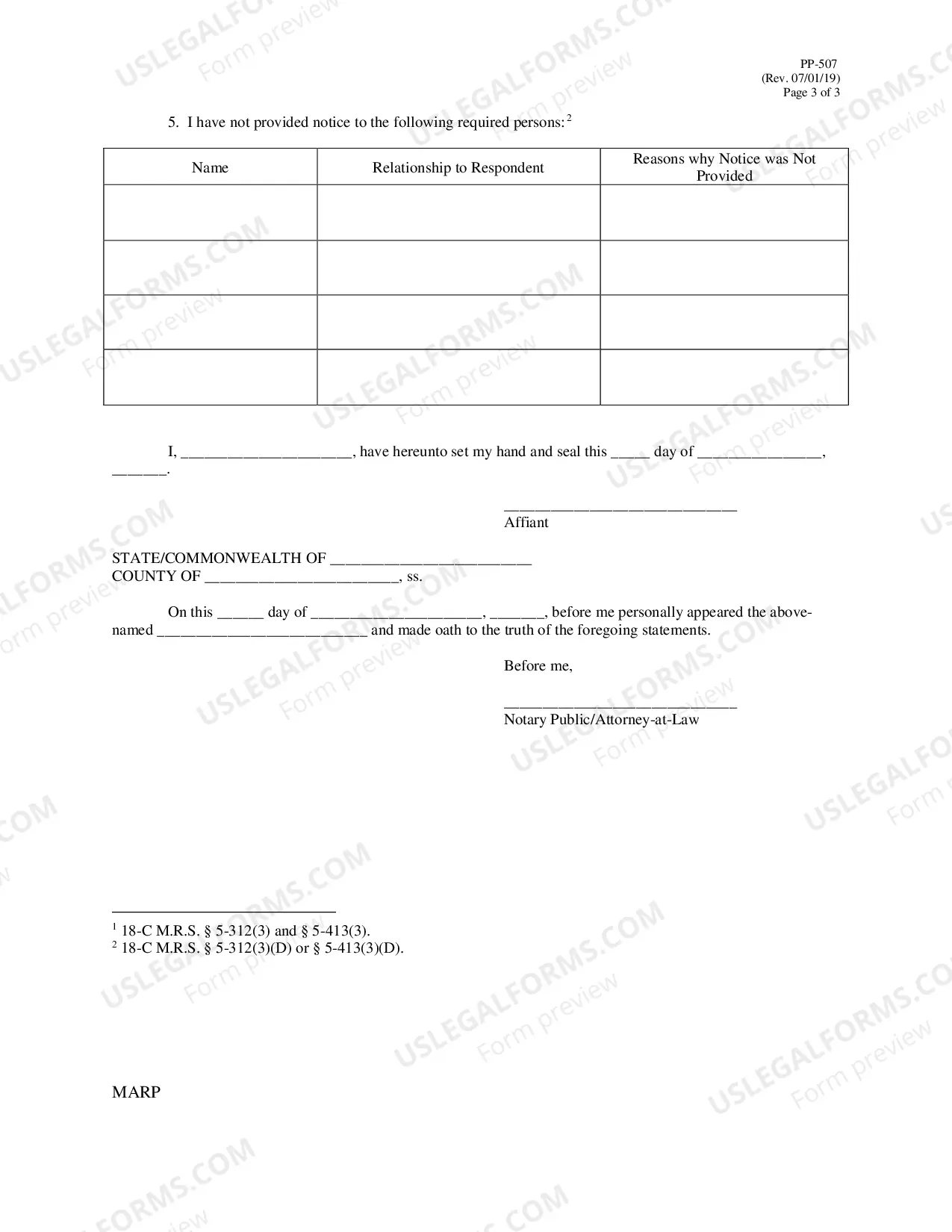 Preview Affidavit for Emergency Guardian and/or Conservator of an Adult