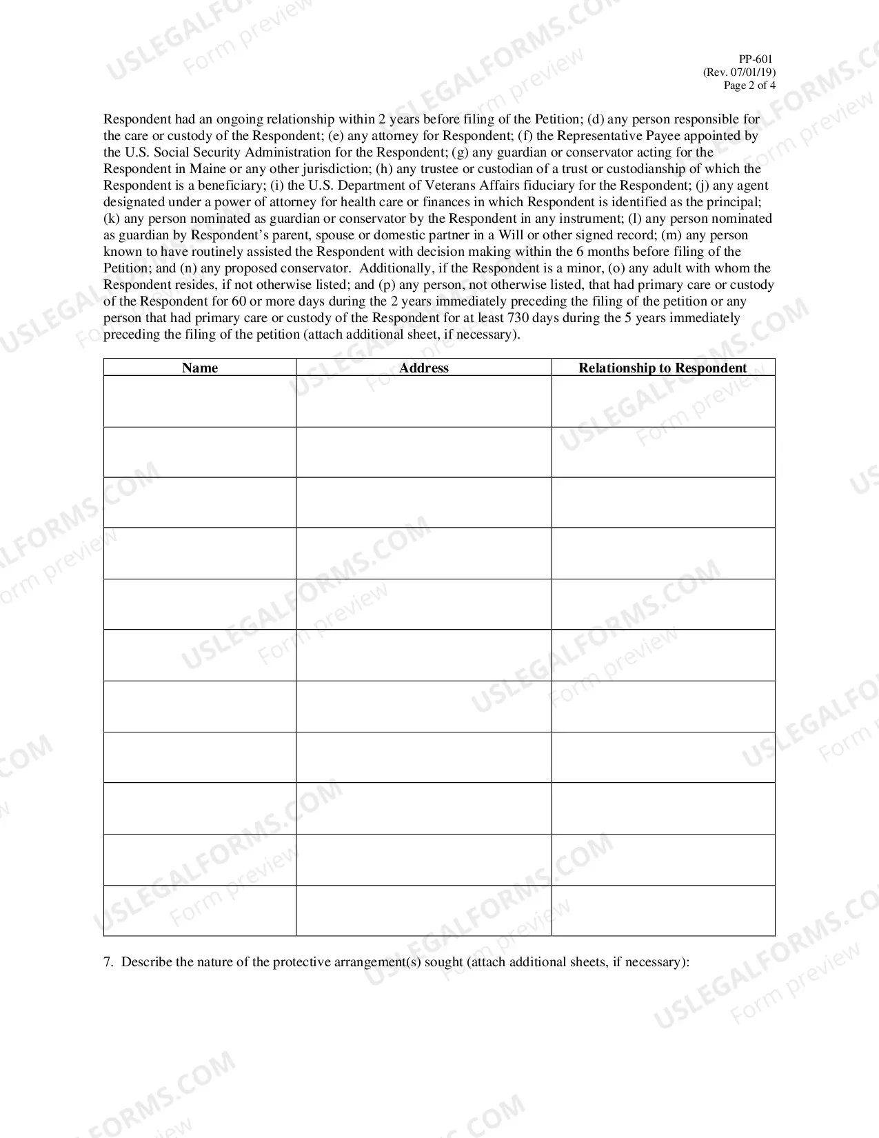 Preview Petition for One or More Other Protective Arrangements Instead of Guardianship or Conservatorship