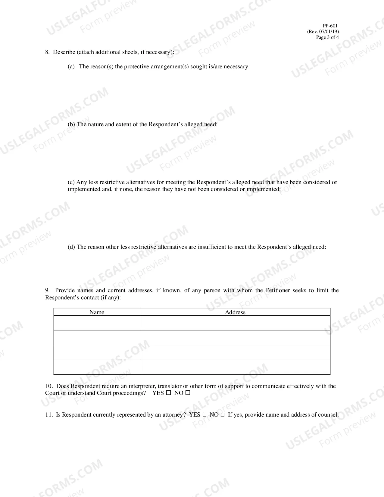 Preview Petition for One or More Other Protective Arrangements Instead of Guardianship or Conservatorship