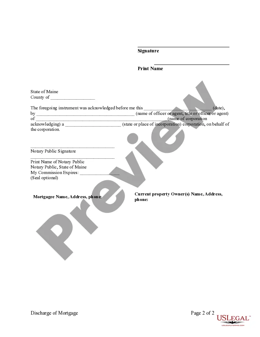 Preview Satisfaction, Release or Cancellation of Mortgage by Individual